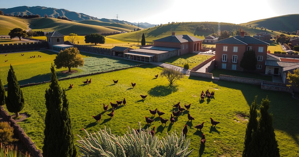 Aerial view showing water conservation and sustainable farming practices at Playgrynx